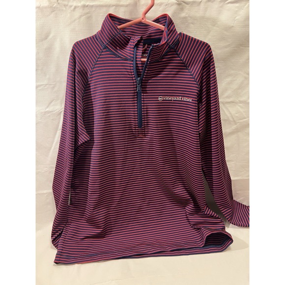 Vineyard Vines Other - Vineyard Vines Boys Sankaty Quarter-Zip Long Sleeve Red/Blue Stripe Size M 12/14